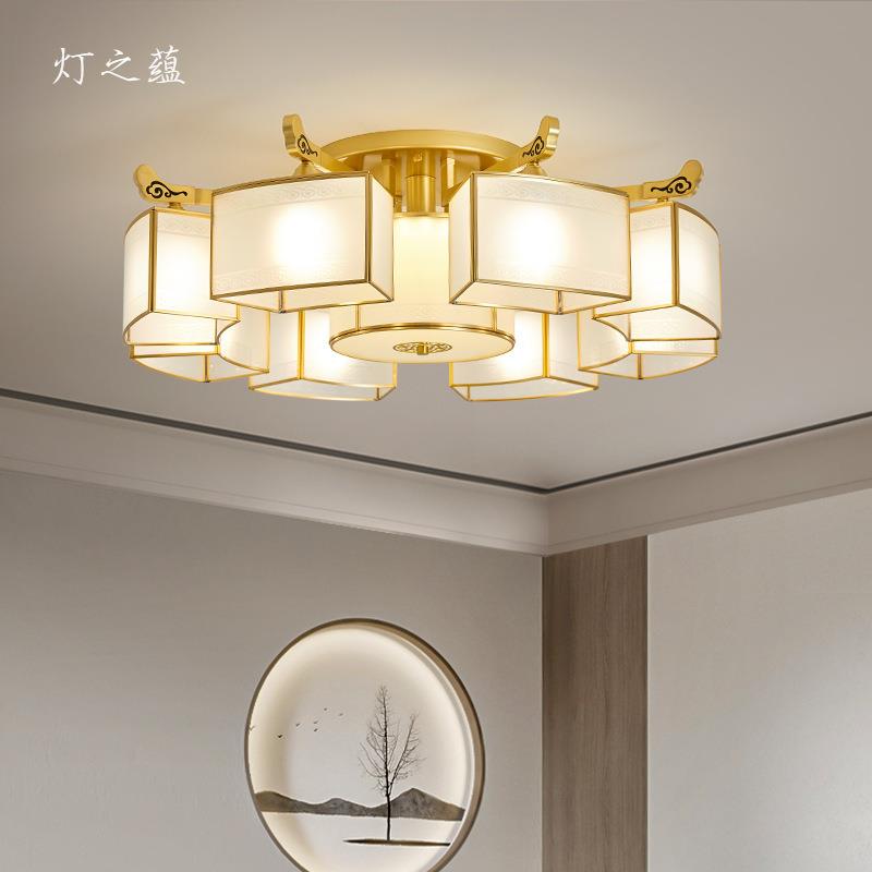 新式全铜客厅大吸厅主中YHF灯现代简约大气餐厅顶灯轻奢室卧房间