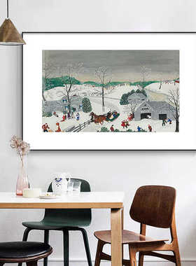 横版清新卧室餐厅装饰画风景田园摩西客厅风挂画壁画奶奶小系治愈