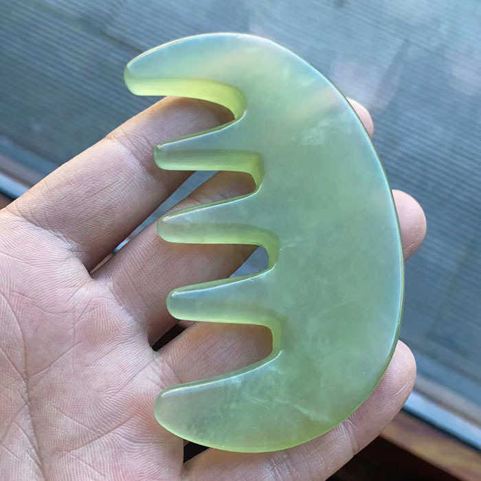 天然玉石按摩梳子岫玉刮痧梳子刮痧板梳子全身经络刮痧梳子多款选