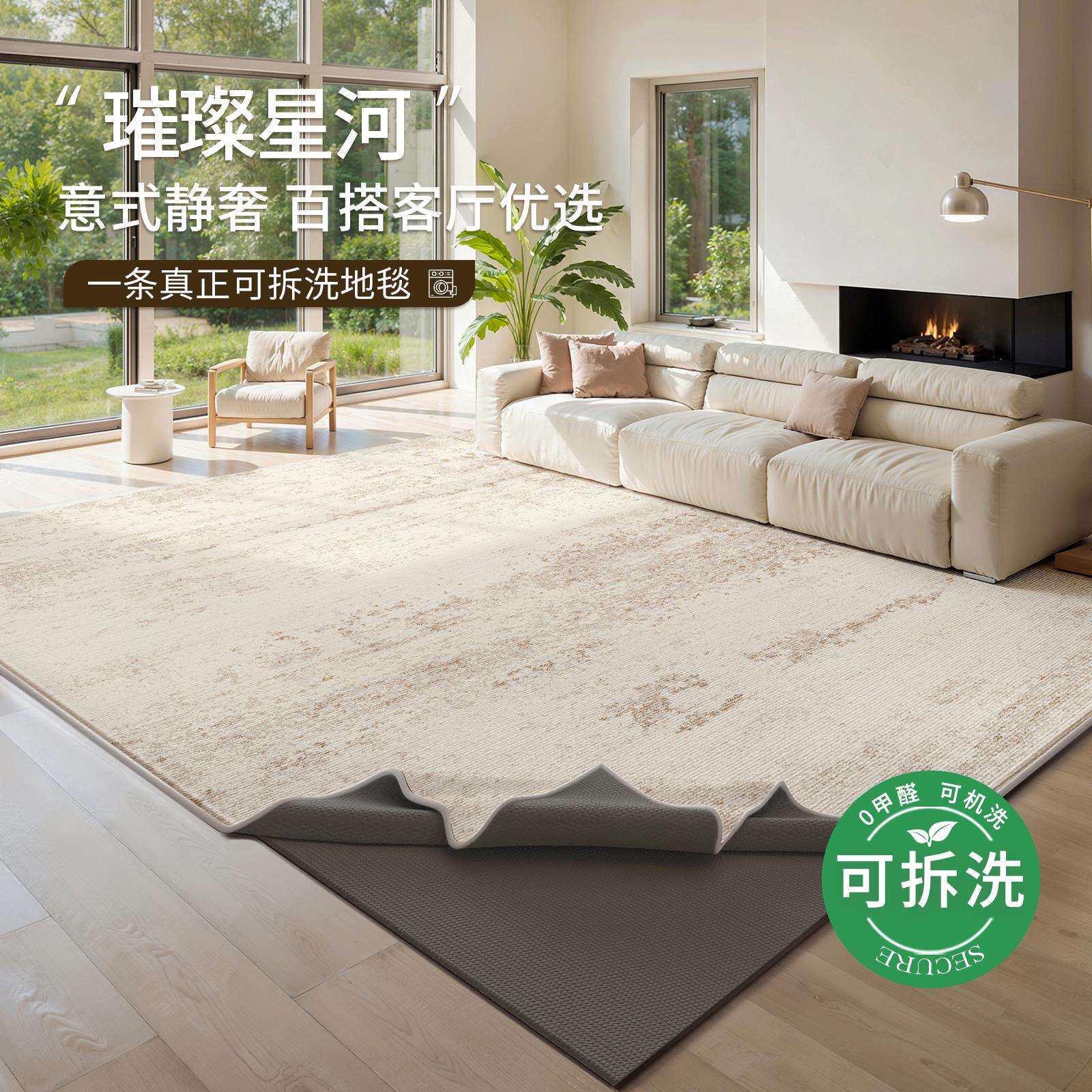 可拆洗地毯客厅意式轻奢极简简约沙发卧室可机洗双层地垫可水洗