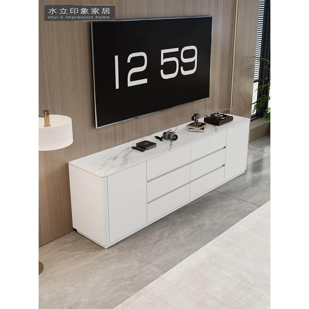 弧形电视柜全实木多层板岩客厅储物柜卧室壁挂式家用电视柜落地式