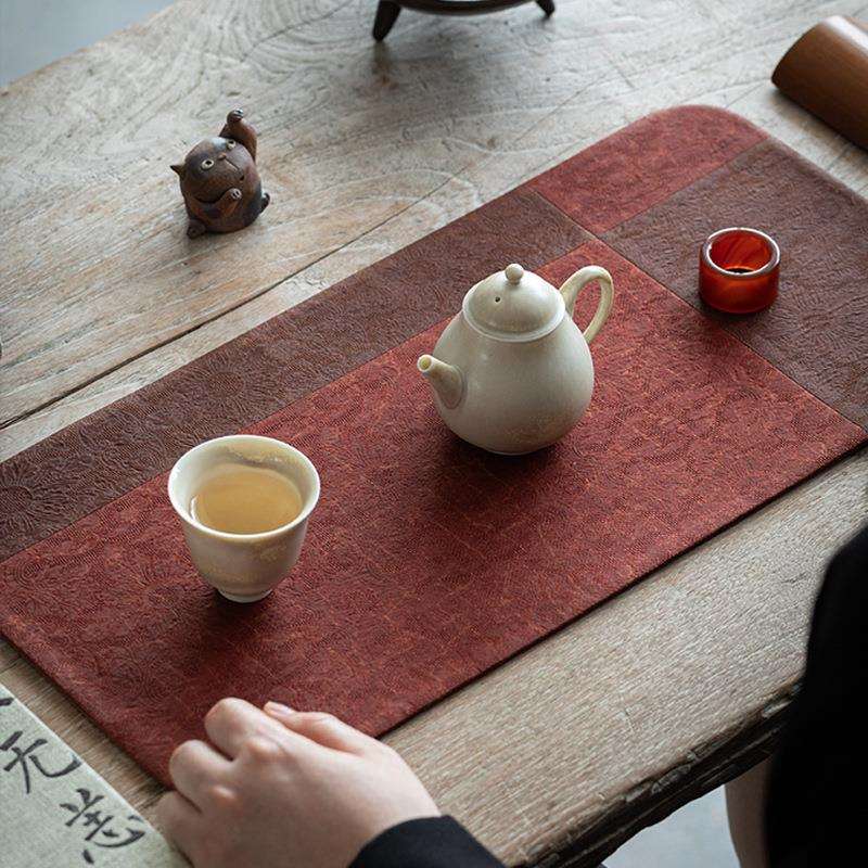 禅艺堂重磅拼接复古香云纱茶席茶垫干泡禅意桌旗高端茶布茶道配件