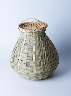 钓鱼鱼篓装鱼黄鳝笼鱼笼竹编竹箩纯手工采茶篓工艺品表演道具装饰