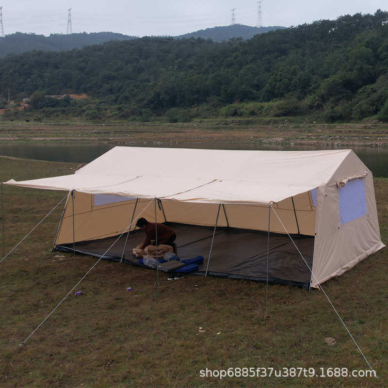 户外活动帐篷凉棚四室两厅露营防晒防雨棉布帐篷露营基地大帐篷
