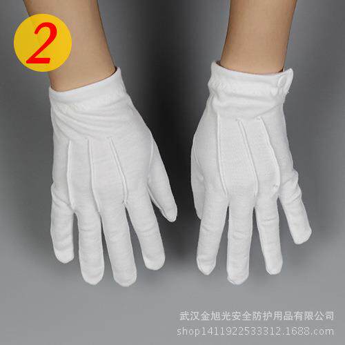 三筋手套白色纯棉庆典礼仪文玩珠宝防滑演出节目舞蹈手套10双