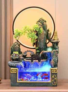 假山循环流水摆件客厅造景鱼缸办公室高山喷泉盆景风水轮生财装饰