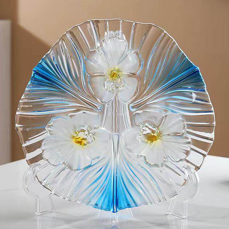 高档水德水晶璃果盘餐盘小果国碟干果盘时尚创意点心玻盘现代客厅