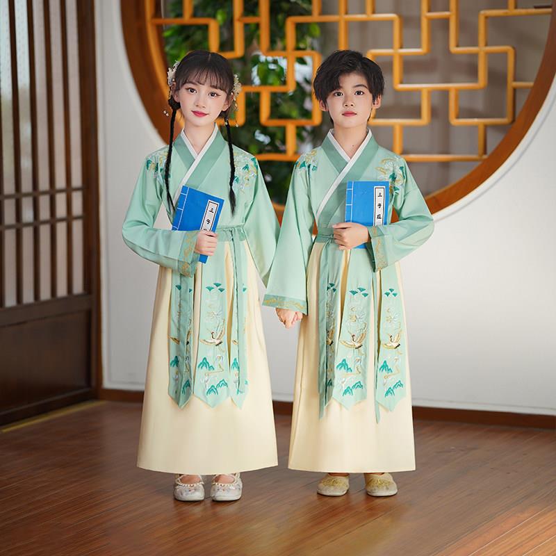 男童汉服李白杜甫诗人服装屈原书生儿童古装唐代古诗词朗诵演出服