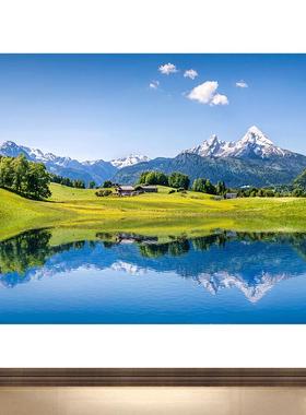 有山有水镇宅招财装饰画清山绿色背有靠山贴画群山风景墙壁画cy20