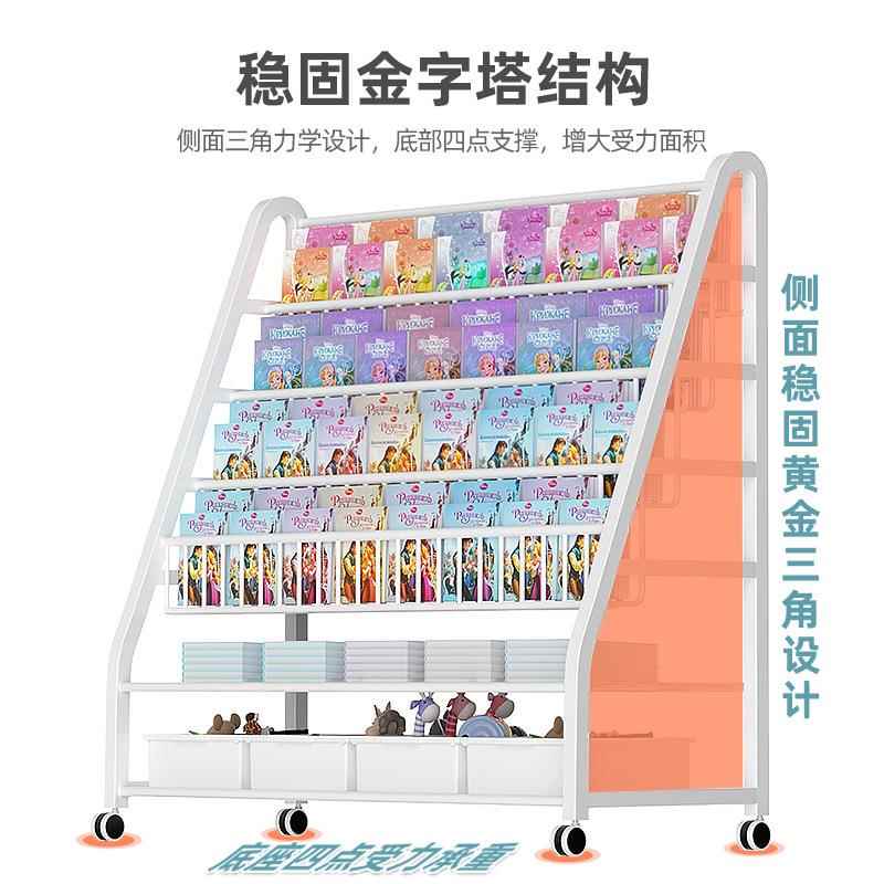 儿物童书架阅区HCU读具收纳架简易家玩用绘本架移动宝宝书柜落地