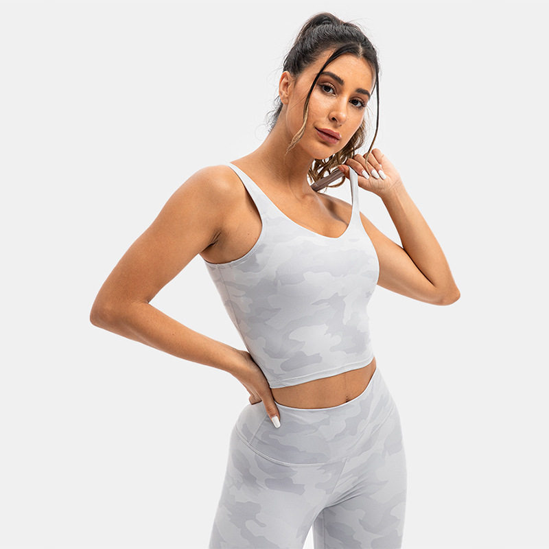 camouflage sports bra, womens shock-absorbing fitness vest