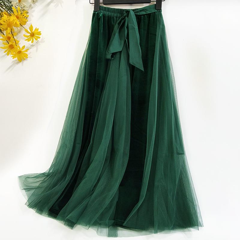 long skirt skirt skirt mesh tulle lace-up fairy waist high