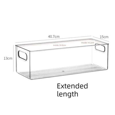 加大长款40公分透明盒子窄长条方形收纳盒宽15cm装水不漏抽屉整理