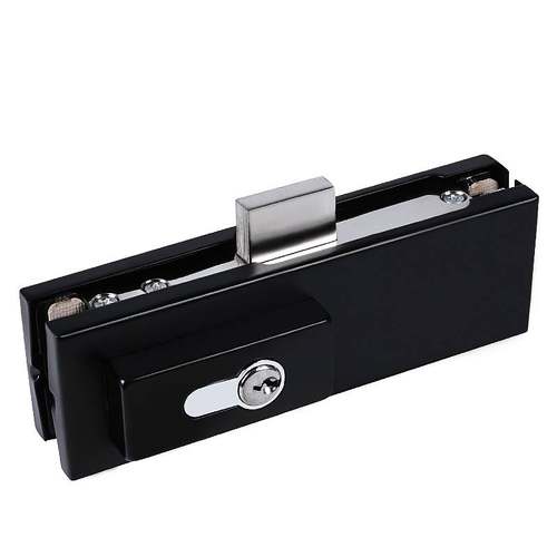 钢化玻璃门锁地锁里外双开门商铺无框地弹簧门下夹锁夹地插销插锁