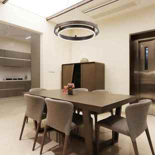 客现代简约新式 木纹客中厅吊灯中13风圆环餐厅吊灯古样板间房吊灯