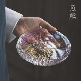 加厚家用大号喝茶茶杯垫茶壶托功夫茶具茶道零配 焕彩玻璃壶承日式
