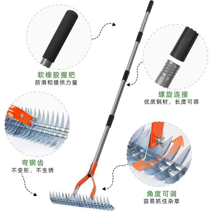 全不锈钢园林落叶耙园艺工具草坪枯草耙草坪梳理耙园林除草翻土耙