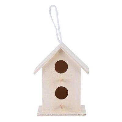 5 pcs Wooden Bird Nest Ornaments Unfinished Houses Beige