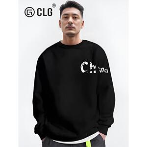 香港CLG潮牌高端卫衣男圆领国潮设计感痞帅宽松秋季百搭新款长袖