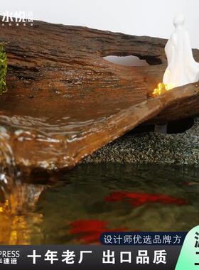 庭院花园石槽流水景观喷泉户外园林彷古做旧石臼雾化水缸简约摆件