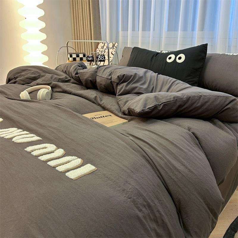 a件可爱熊猫毛巾水类洗无品牌/四套纯色床上用品被套宿三舍床单件