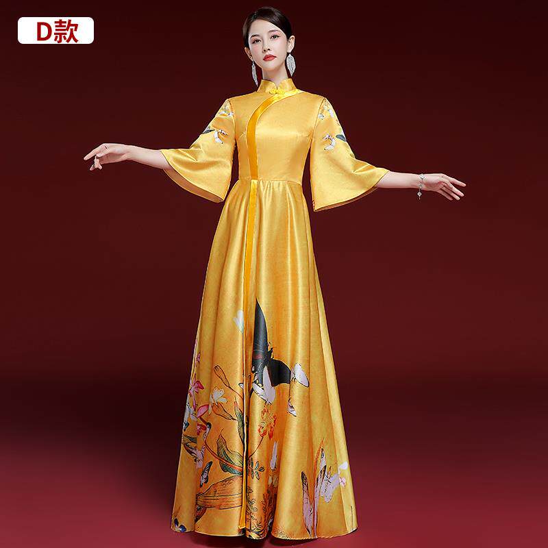 高档中式特秀旗袍表演服装表经典大古走筝表演测试声乐演主持人服