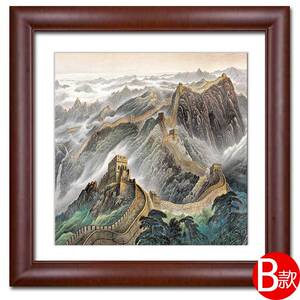 山水饰玄画泰山日日出东方出东装方画办公室客厅背景墙挂画关壁风