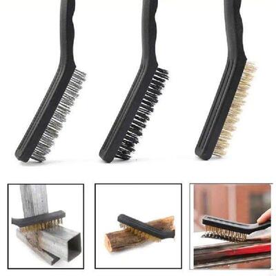 J6BA 9pcs Handy Steel/Nylon/Brass Brushes Wire Brush Set