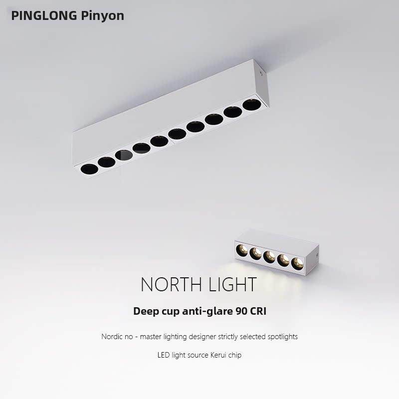 品龙无主灯设计师表面安装长格栅灯入口客厅天花板深杯防眩光90色