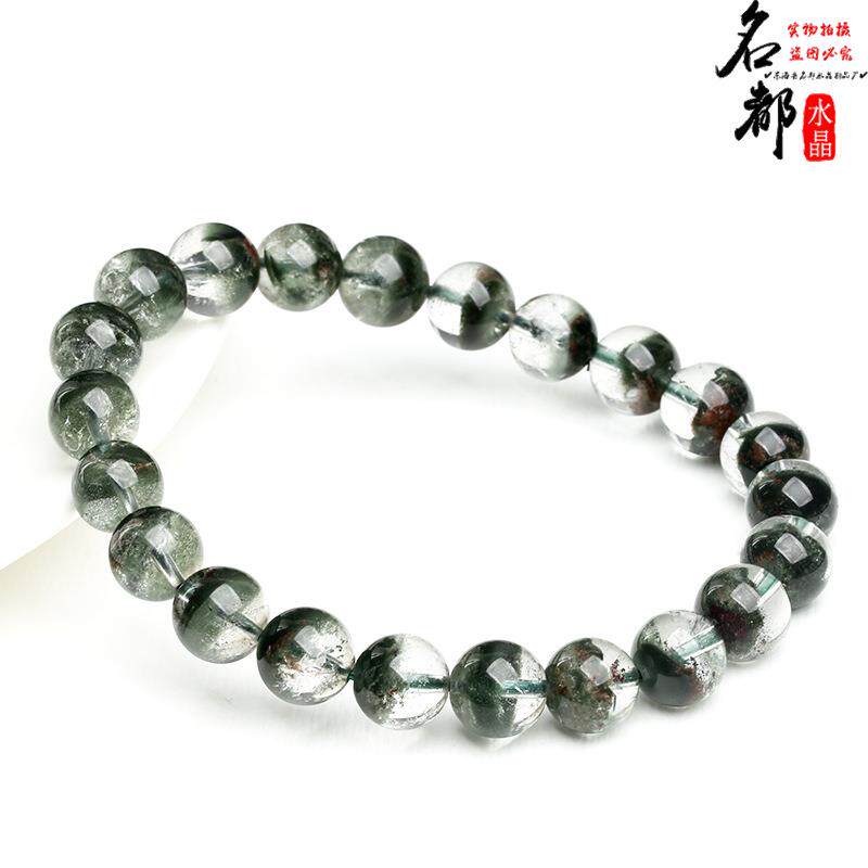 2026名都水晶 7A级天然聚宝盆红绿幽灵手链 半盆红绿幽灵圆珠手串