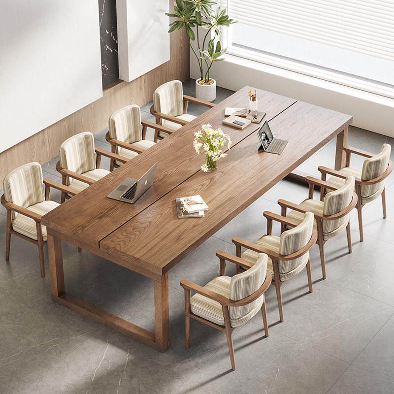 loft实木8人会议桌椅组合莫比恩长条桌工作台覆古10人大办公长桌