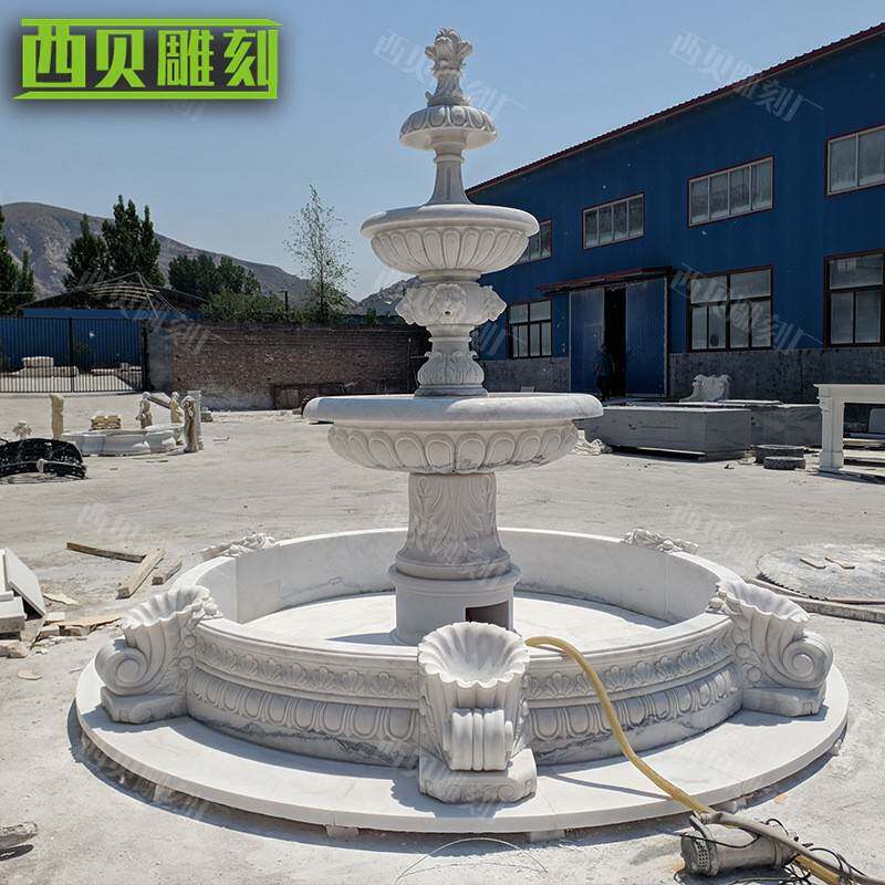 大型景观喷泉上门安装别墅广场欧式流水大理石石雕水钵