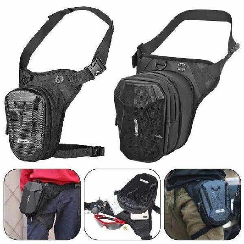 RZAHUAHU Motorcycle Drop Leg Side Bag Black Motorcycle Bag