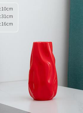 高档红色陶瓷花新婚节日饰品客瓶厅入口餐桌简易居家装饰装插花