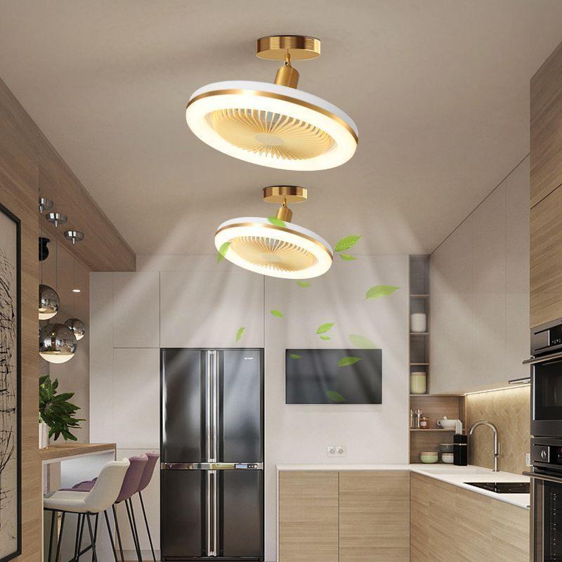 简餐厅吊扇灯现代约奢圆形餐桌饭厅吊灯728卧隐形静音主房间轻风