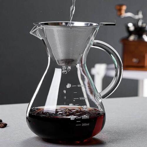 Glass coffee pot coffee with coffee filter cup coffee filte