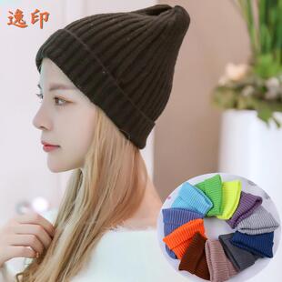 帽子女士秋冬季情侣百搭毛线帽女韩版时尚针织帽学生保暖尖尖帽