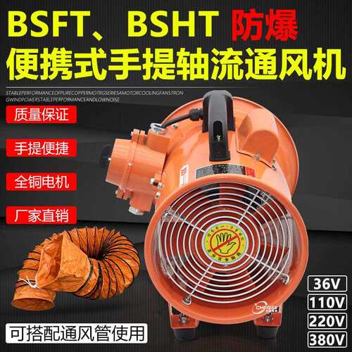 BSFT-200防爆手提通风机200mm 380V 220V 110V工业防爆换气排风扇