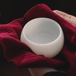 高端手工茶器自生釉羊脂玉白瓷茶杯主人杯单杯大号茶盏品茗杯专用