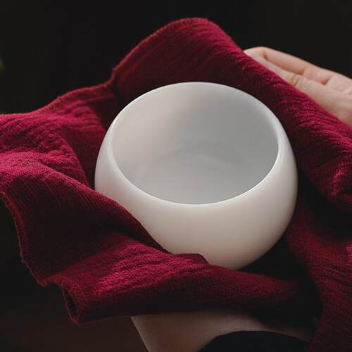 高端手工茶器自生釉羊脂玉白瓷茶杯主人杯单杯大号茶盏品茗杯专用