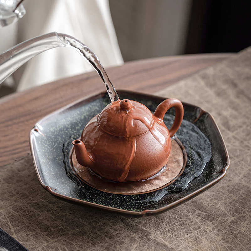 复古金属做旧手工壶承干泡盘蓄水茶船托盘陶瓷壶垫窑变茶台小茶盘,餐饮具,茶具礼盒,淘宝优惠券,粉丝福利购,淘宝优惠卷