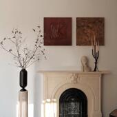 侘寂风简约 饰画艺术玄关入户走廊复古风挂画 手绘油画肌理壁画装