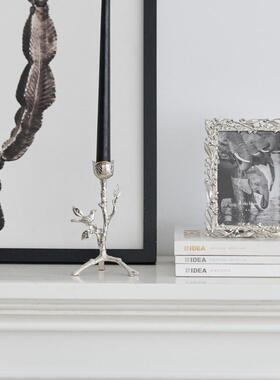 创意轻饰奢金色小鸟树枝烛台首盘树叶盘高档蜡金属相框WDN装银饰