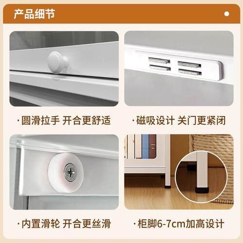 家用钢制书柜多层落地书架客厅防尘玻璃门收纳柜带门储物柜置物架