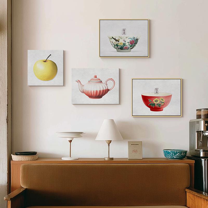 东方作品《福满》肌理画小幅客厅餐厅组合画新中式玄关过道壁挂画