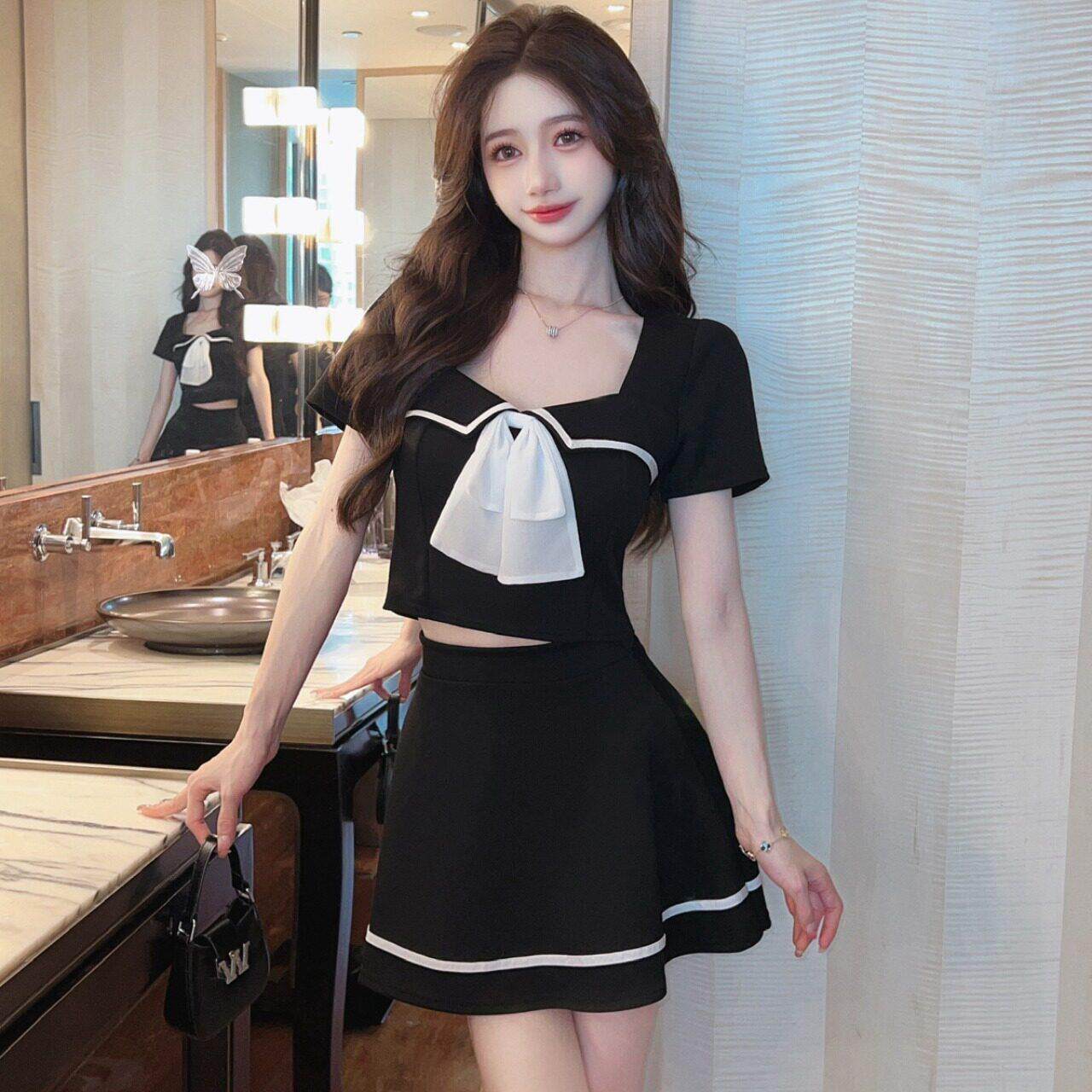 夜场上班衣服减龄套装足疗工服夜总会公主裙两件套性感连衣裙