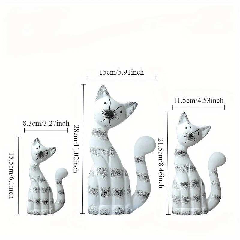 北欧地中海风格装饰 动物原木小猫一家桌面摆件 家居彩绘创意礼品