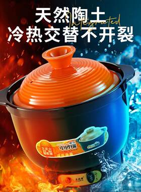 养生锅紫砂电炖锅快速陶瓷插电砂锅黑砂快炖锅煮粥煲汤