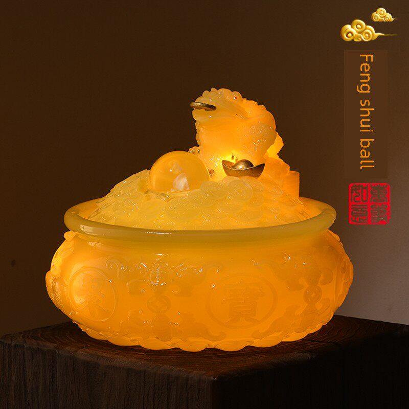 风水轮流水摆件招聚财循环水家用茶桌面风水球旺宅时来运开业送礼
