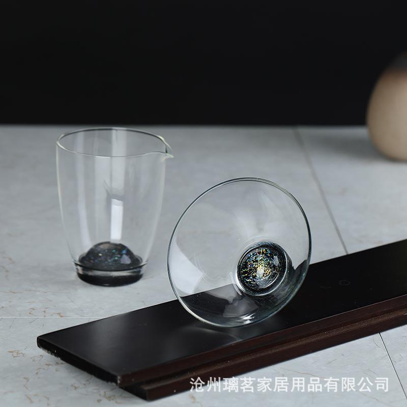 星空杯功夫茶具茶杯茶盏单个斗笠主人杯玻璃品茗杯公杯个人单杯